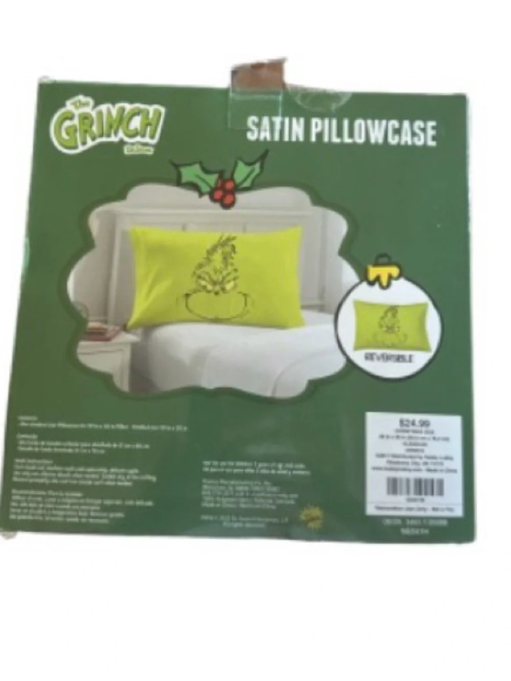 The Grinch Satin Pillowcase - Green